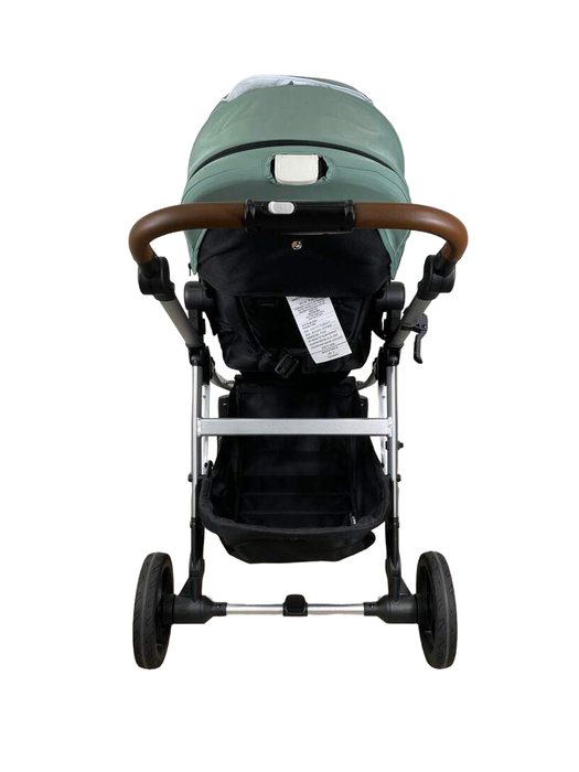 Mockingbird Single to Double 2.0 Stroller, 2023, Silver with Penny Leather, Watercolor Drops, Sage