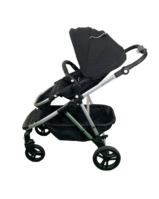 secondhand Mockingbird Single to Double Stroller, Matte Black with Matte Black Leather, Windowpane, Black , 2023