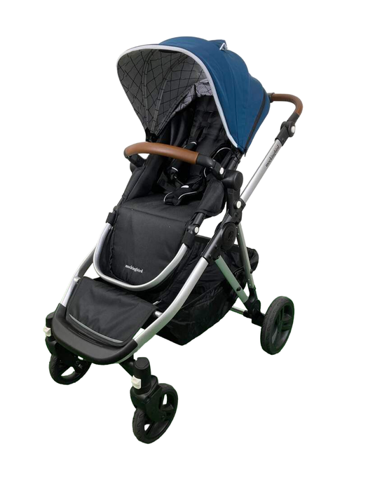 secondhand Mockingbird Single to Double Stroller, 2023, Silver with Penny Leather, Windowpane, Sea