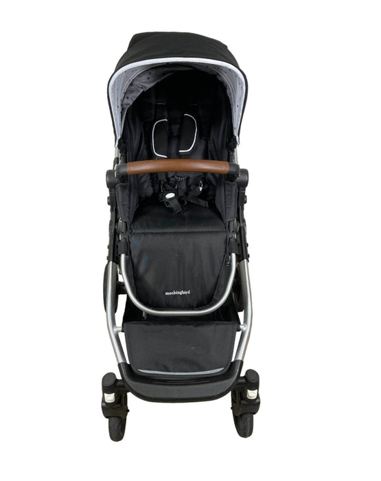 Mockingbird Single to Double Stroller, 2023, Silver with Penny Leather, Watercolor Drops, Black