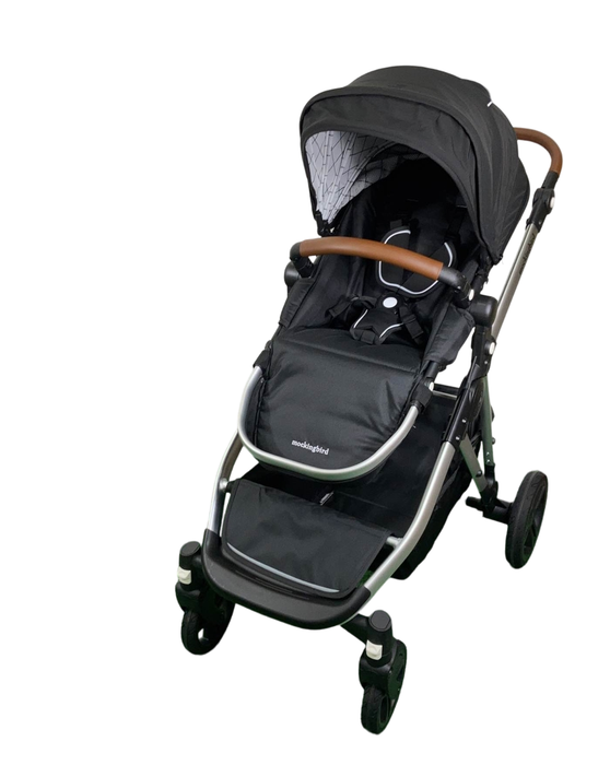 used Mockingbird Single to Double 2.0 Stroller, Silver with Penny Leather, Windowpane, Black, 2023