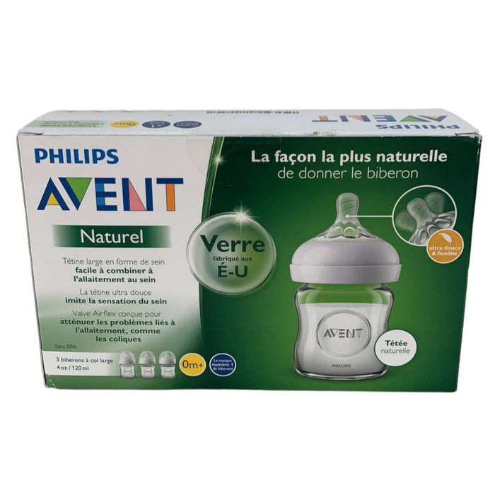 Philips Avent Natural Glass Bottle, 4 Ounce, 3 Pack