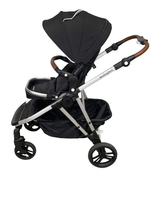 secondhand Mockingbird Single to Double Stroller, Silver with Penny Leather, Windowpane, Black , 2023