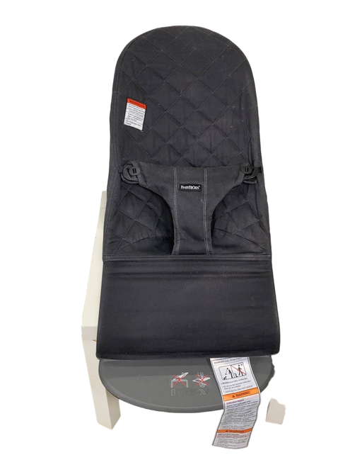 used BabyBjorn Bouncer Bliss, Black Cotton Classic Quilt, Dark Gray Frame, Woven