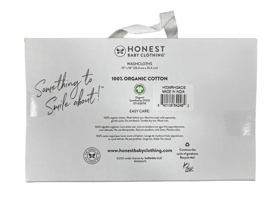 secondhand Honest Baby 10 Pack Organic Cotton Wash Cloths, Heather Gray