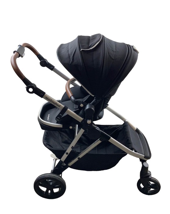 used Mockingbird Single to Double Stroller, 2021, Silver with Penny Leather, Watercolor Drops, Black