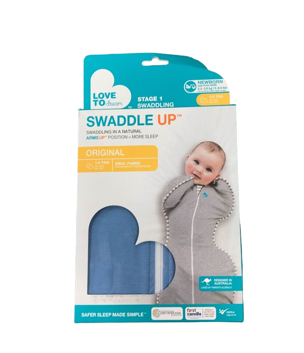 used Love To Dream Swaddle UP Original 1.0 Sleep Sack, Newborn, Dusty Blue