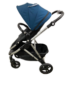 secondhand Mockingbird Single Stroller, 2023, Sea, Watercolor Drops, Silver With Black Leather