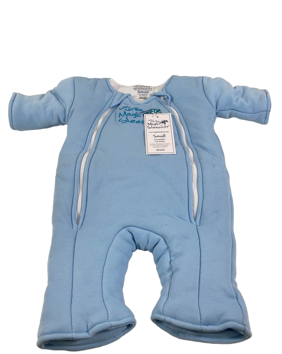 used Baby Merlin's Magic Sleepsuit, Small 3-6 Months, Fleece, Blue