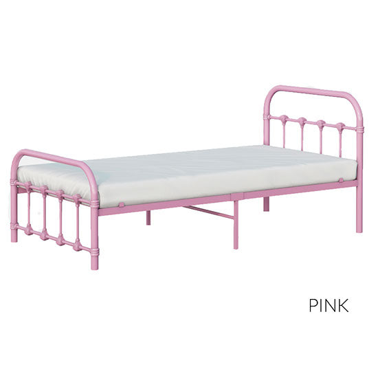 BK Furniture Melissa Metal Twin Bed, Pink