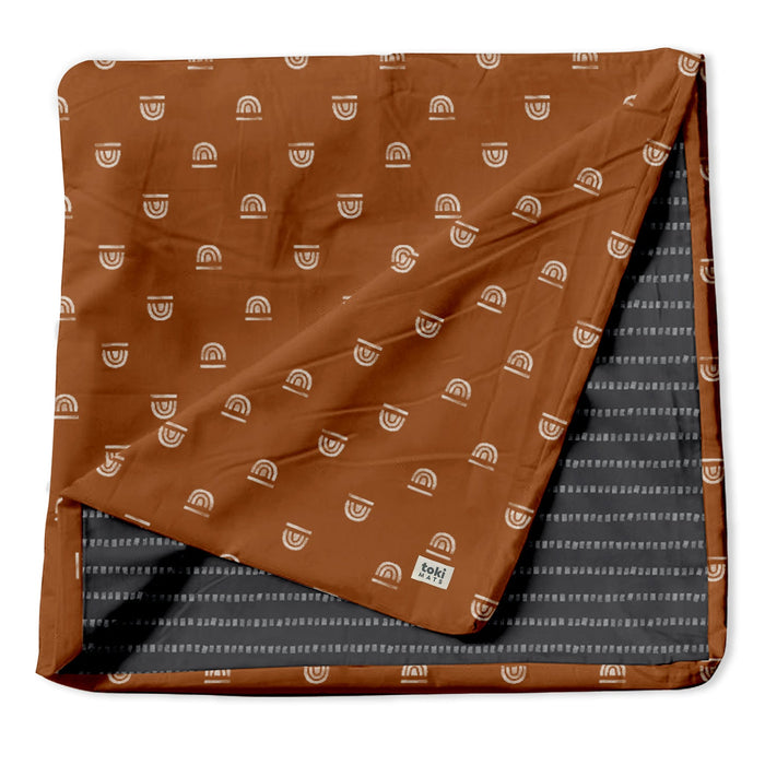 Toki Mats Padded Play Mat Cover, Rainbow Stamp in Rust Cover