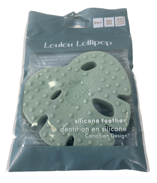 used LouLou Lollipop Silicone Teether, Monstera Seafoam