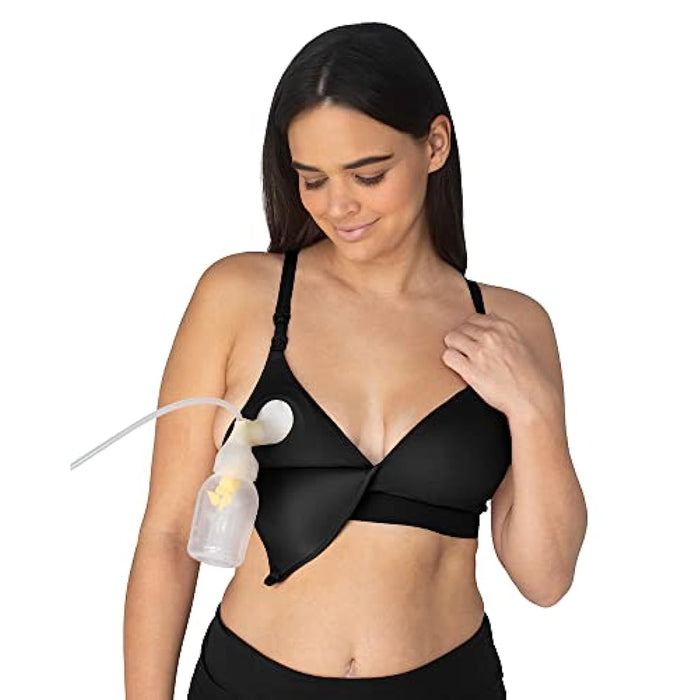 used Kindred Bravely Minimalist Hands-Free Pumping And Nursing Plunge Bra, Small, Busty, Black