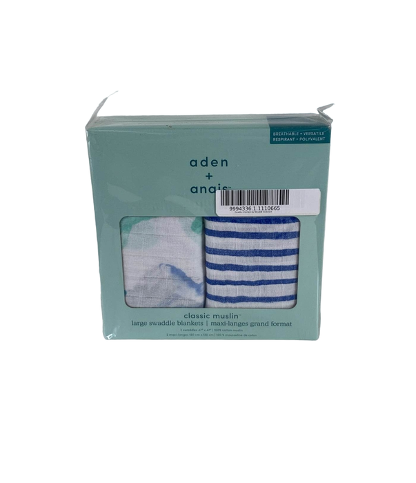 used Aden + Anais Large Cotton Muslin Swaddle, 2 Pack