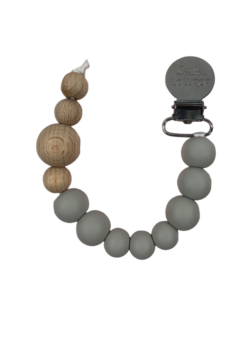 LouLou Lollipop Pacifier Clip, Block Grey