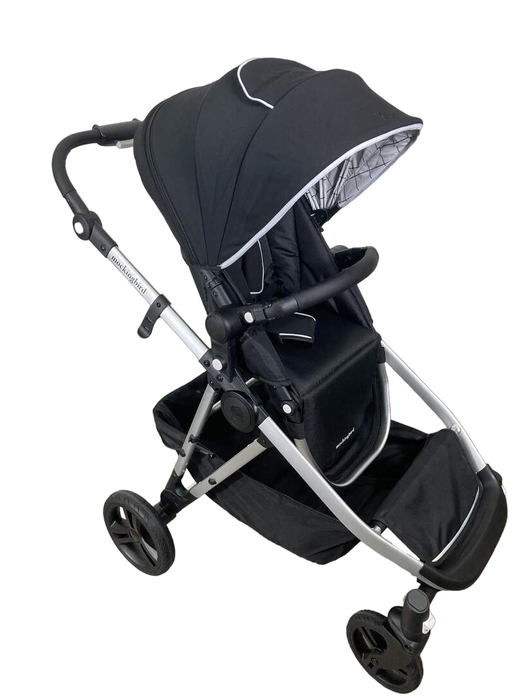 used Mockingbird Single to Double Stroller, 2022, Silver with Black Leather, Windowpane, Black