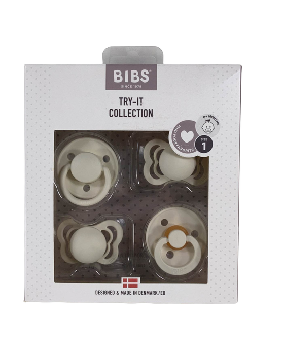 BIBS 4-Pack Pacifiers, Try it Collection, Ivory, Size 1 (0+ months)