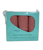 used Natemia Muslin Burp Cloths Set, 3pack, Rose