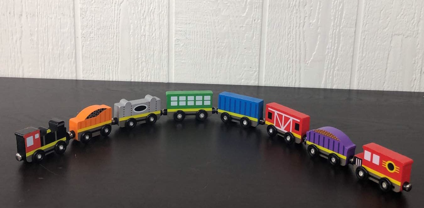 secondhand Melissa & Doug Wooden Train Cars