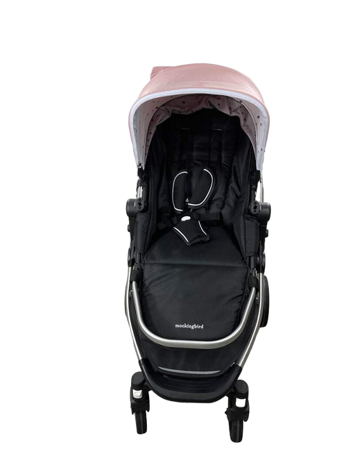 secondhand Mockingbird Single Stroller, Bloom, 2022, Watercolor Drops, Silver With Black Leather