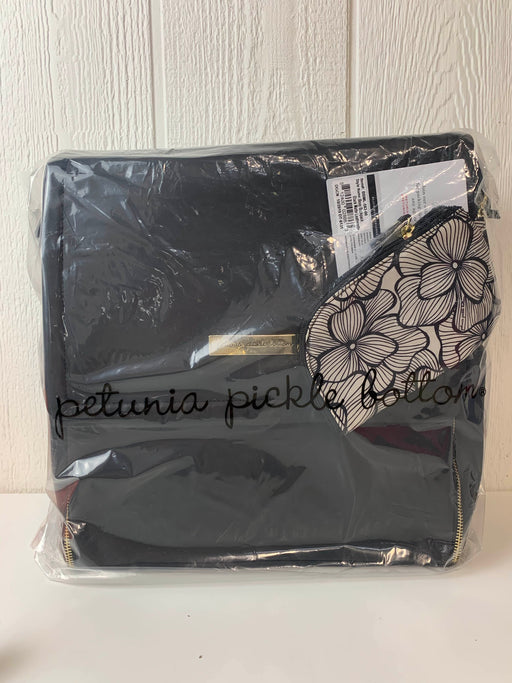 used Petunia Pickle Bottom Boxy Backpack Diaper Bag, Black Matte Leatherette