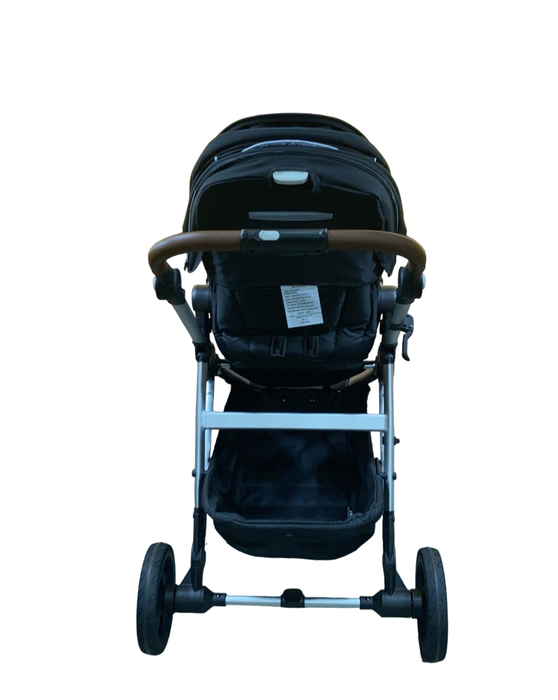 Mockingbird Single Stroller, 2023, Windowpane, Black, Silver With Penny Leather