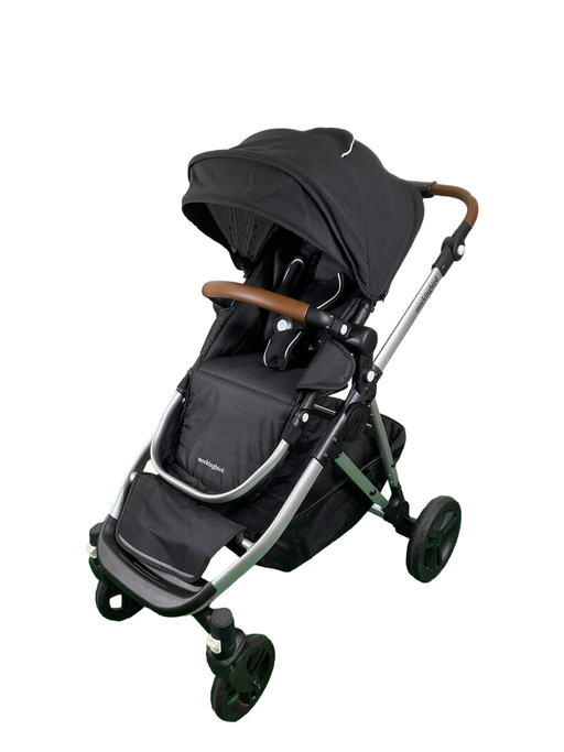 secondhand Mockingbird Single to Double 2.0 Stroller, 2023, Silver with Penny Leather, Windowpane, Black