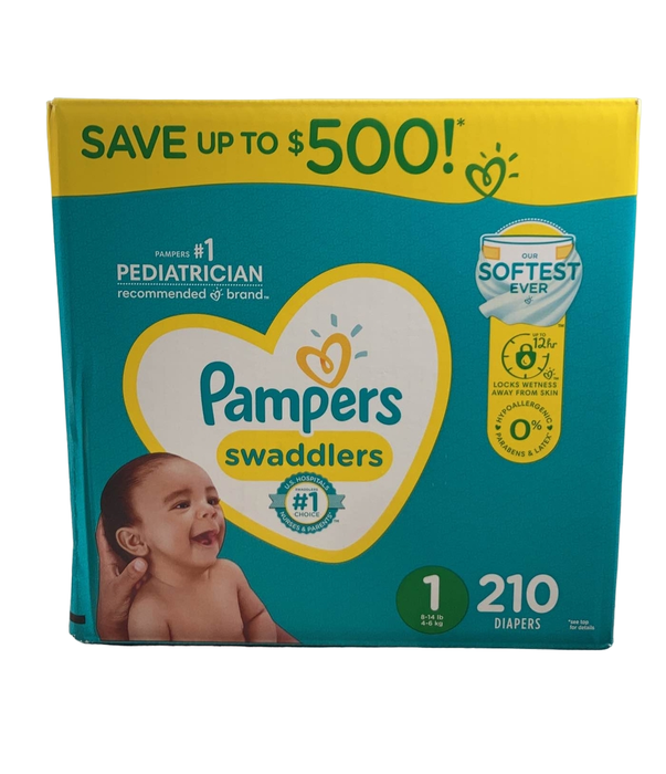 used Pampers Swaddlers Diapers, Size 1