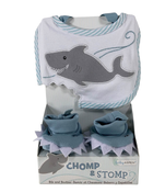 secondhand Baby Aspen Chomp And Stomp Shark Bib And Booties Set