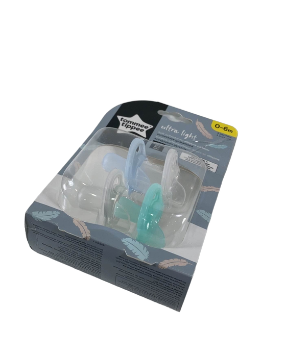 used Tommee Tippee Ultra Light Silicone Pacifiers, Blue-Green, 0-6 months