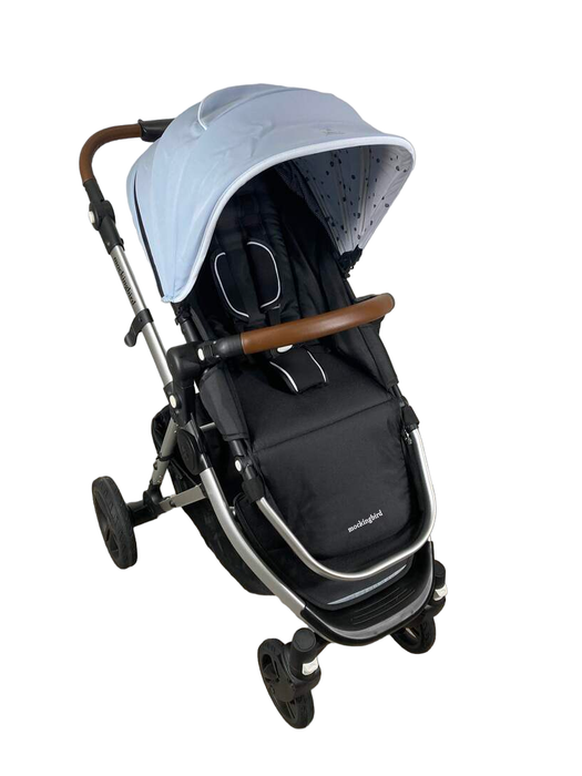 used Mockingbird Single Stroller, 2021, Sky, Watercolor Drops, Silver With Penny Leather