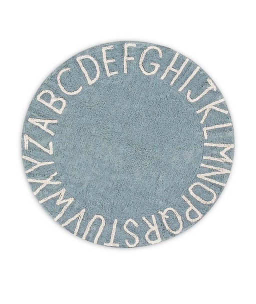 used Lorena Canals Washable Rug, - Round ABC (Vintage Blue)