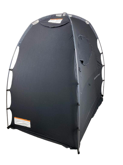 secondhand SlumberPod 3.0 Sleep Canopy with Fan, Black with Gray Accents