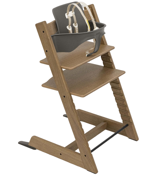 Stokke Tripp Trapp High Chair With Baby Set, Hazy Grey/Oak Brown