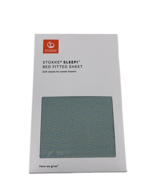 used Stokke Sleepi Fitted Sheet, Dots Sage, V3