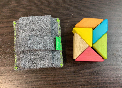 used Tegu Pocket Pouch Prism Magnetic Wooden Block Set