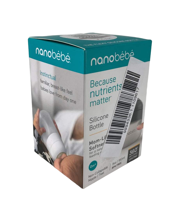 used Nanobébé Flexy Silicone Baby Bottle, 5oz, Grey