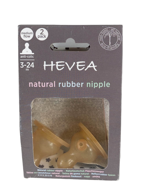 used Hevea Natural Rubber Bottle Nipples, 2 Pack, Medium Flow