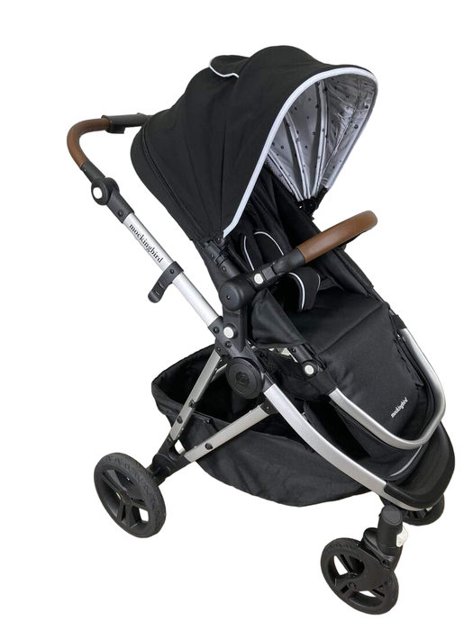 used Mockingbird Single Stroller, 2023, Black, Watercolor Drops, Silver With Penny Leather