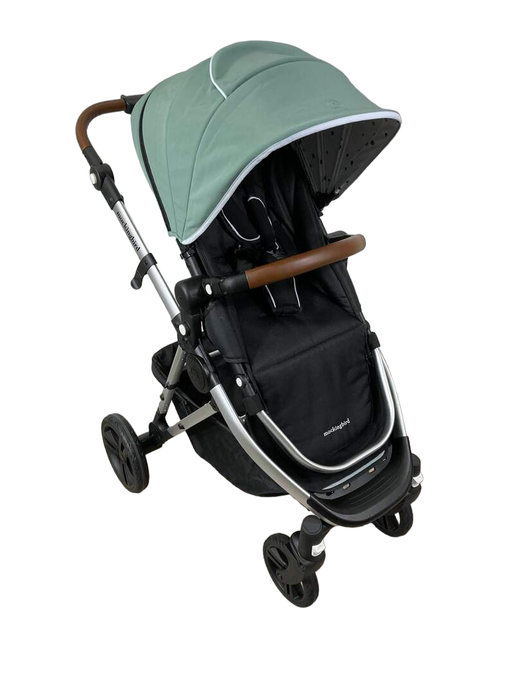 used Mockingbird Single Stroller, 2023, Sage, Watercolor Drops, Silver With Penny Leather