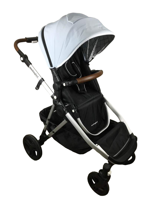 used Mockingbird Single to Double Stroller, 2022, Silver with Penny Leather, Windowpane, Sky