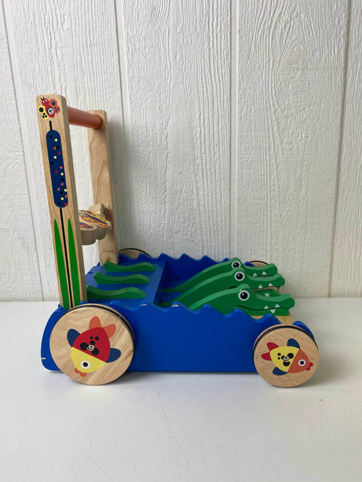 secondhand Melissa & Doug Deluxe Chomp and Clack Alligator Wooden Push Toy And Activity Walker