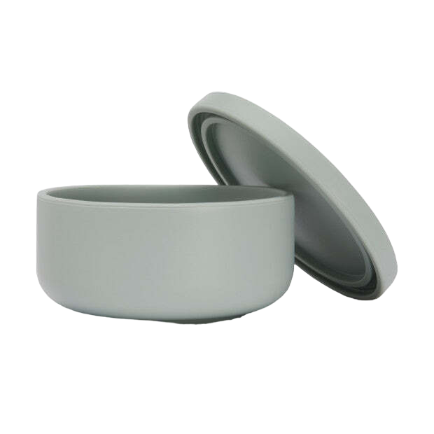 AEIOU B Is For Bowl Silicone Bowl with Lid, Sage