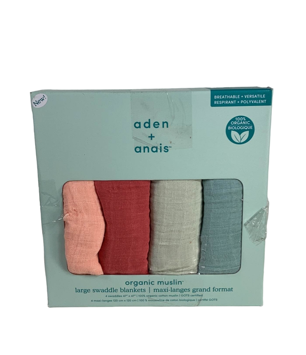 used Aden + Anais Cotton Muslin Swaddle, 4pk, Mother Earth Organic