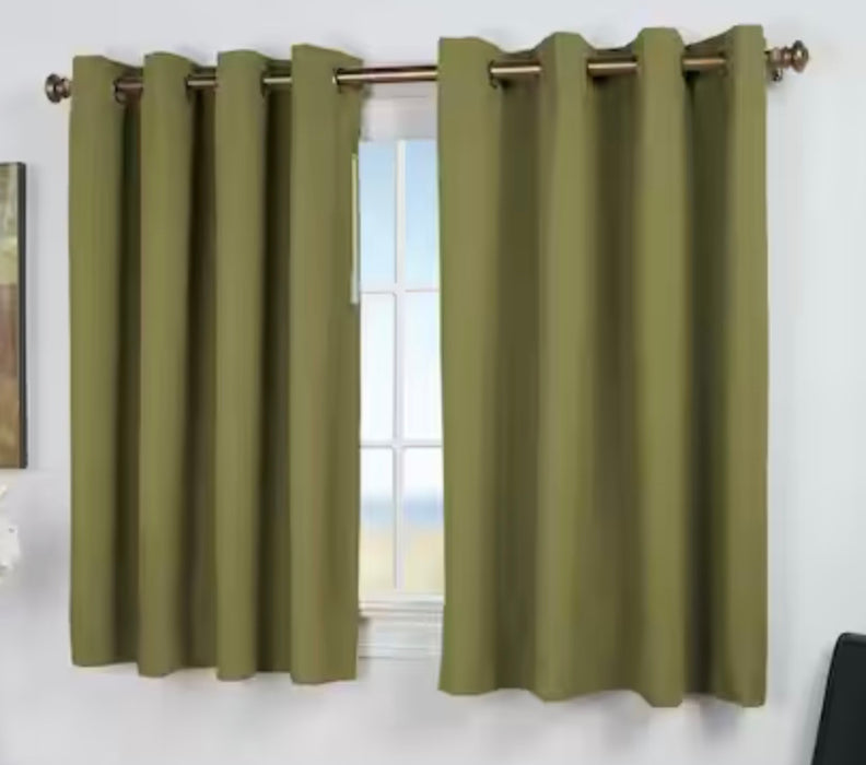 used Ricardo Trading Ultimate Grommet Shorty Blackout Panel Curtain, 56"x"96, Sage