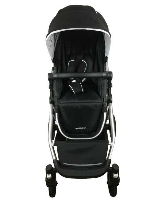 used Mockingbird Single to Double Stroller, 2022, Silver with Black Leather, Watercolor Drops, Black