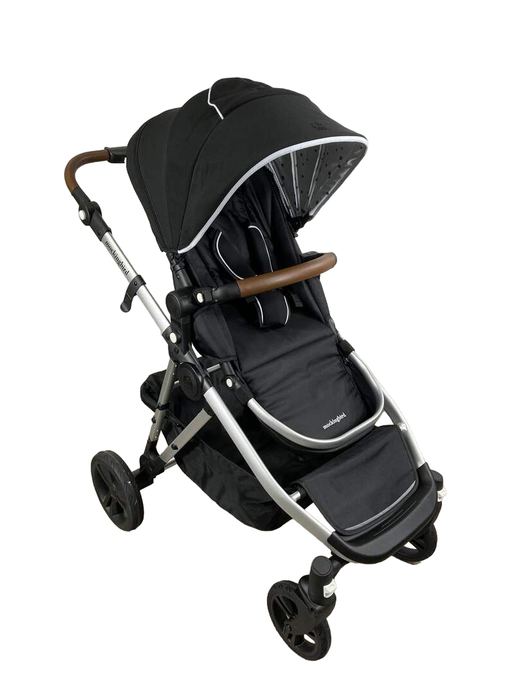 used Mockingbird Single to Double Stroller, 2022, Silver with Penny Leather, Watercolor Drops, Black