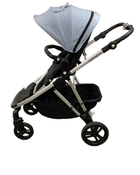 secondhand Mockingbird Single to Double Stroller, Watercolor Drops, Sky, Matte Black with Matte Black Leather, 2022