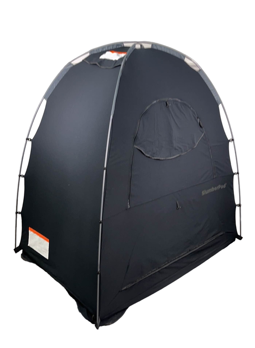 secondhand SlumberPod 3.0 Sleep Canopy with Fan, Black with Gray Accents