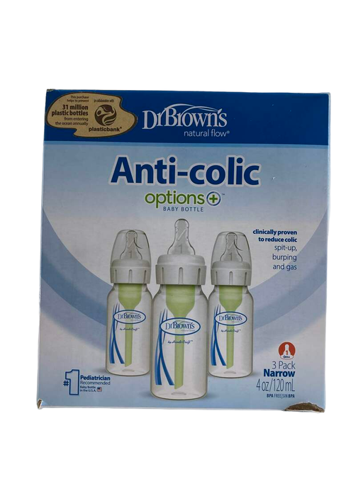 used Dr. Brown's Options+ Anti-Colic Narrow Bottles, 3 Pack, 4oz